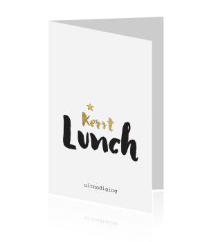 Uitnodiging kerst lunch goud look en stoere brush