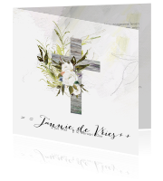Uitgelezene Liefdevolle rouwkaart met houten kruis en bloemen HZ-13