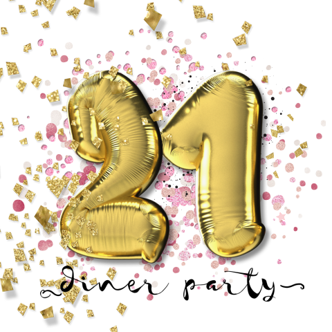 Sweet 21 diner party uitnodiging folie ballonnen