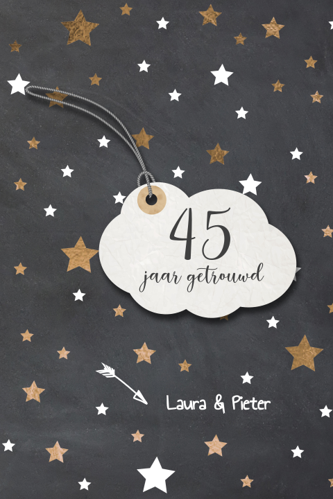 45 jaar getrouwd uitnodiging sterren in koper kleur