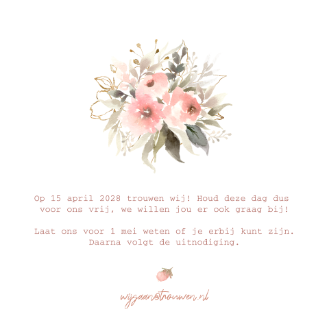 Hippe watercolor bloemen krans save the date agenda