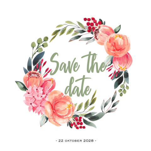 Hippe aquarel bloemen krans save the date uitnodiging