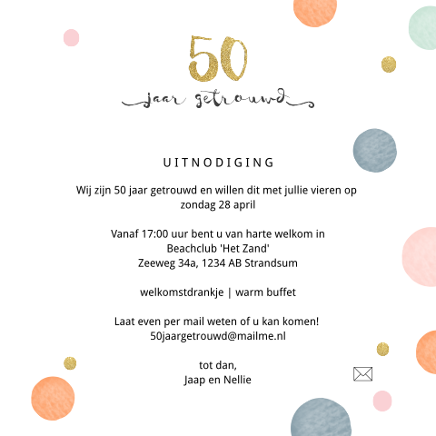 Champagne glazen 50 jarig huwelijksjubileum uitnodiging