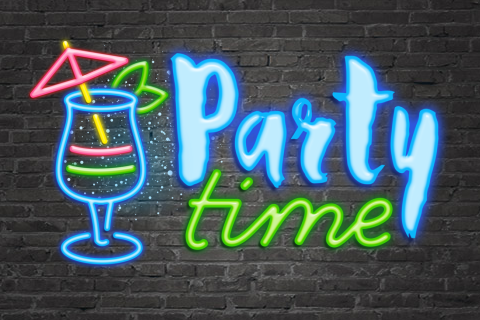 Enkele uitnodiging feestje met neon effect party time