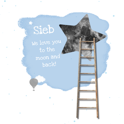 Lief bedankkaartje met ladder en maan ster