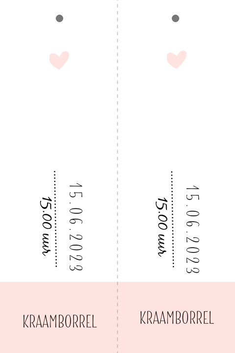 DIY langwerpig kraamborrel kaartje roze met hartje