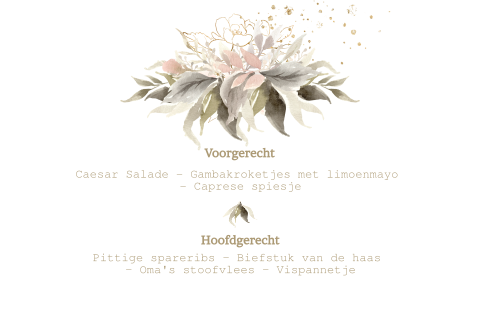 Dubbele bohemian pastel tint blad menukaart