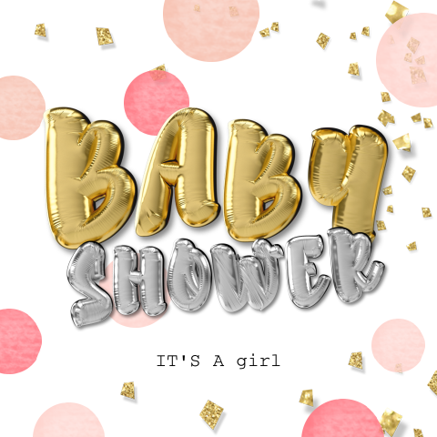 Folie ballon babyshower kaartje meisje confetti zelf maken