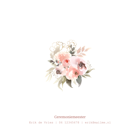 Romantic soft flower trouwkaart roze pastel watercolor bloemen