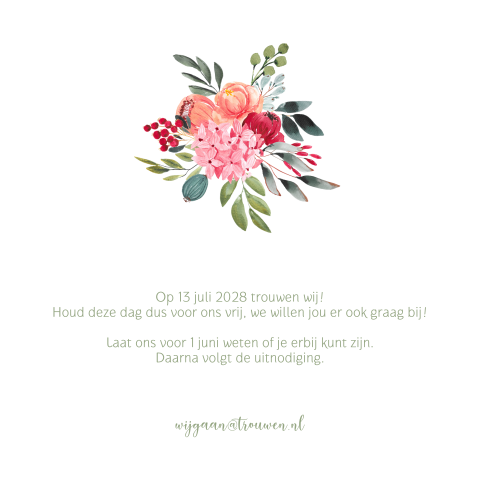 Floral chic save the date kaart bloemen