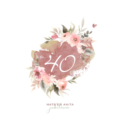 Uitnodiging 40 jarig huwelijksjubileum pastel watercolor bloemen