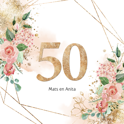 Uitnodiging 50 jaar huwelijksjubileum in vintage bloemen