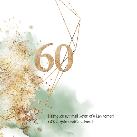 Gouden huwelijk 60 jaar uitnodiging watercolor en confetti