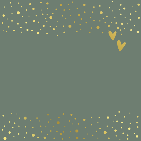 Groene bruiloft trouwkaart goudfolie confetti dots en hartjes