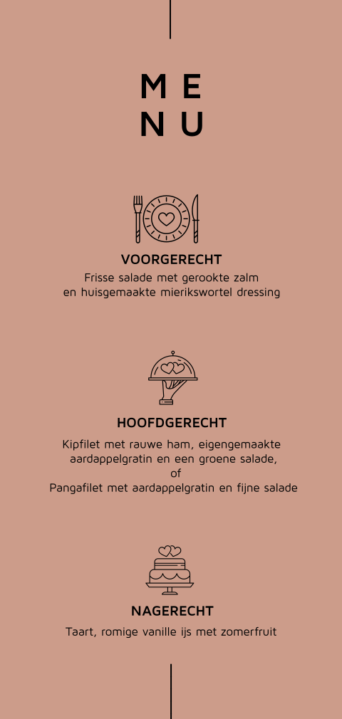 Hippe staande menu drank kaart trouwen icoontjes