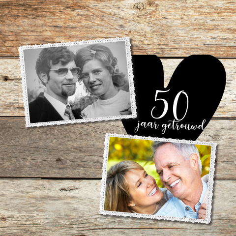 50 huwelijksjubileumkaart foto collage hout