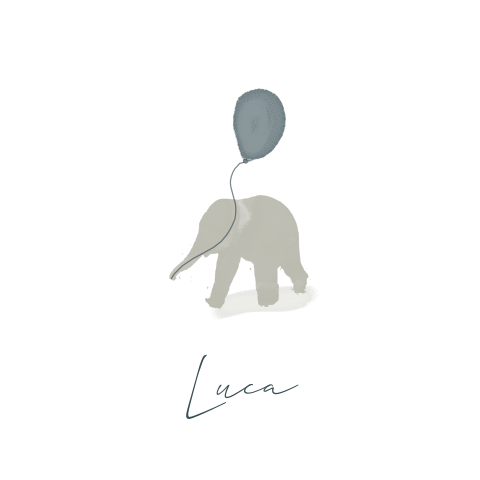 Super lief babykaartje voor broertje met lief olifantje en ballon