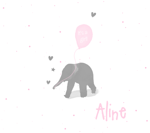 Super lief babykaartje voor meisje met lief olifantje en ballon
