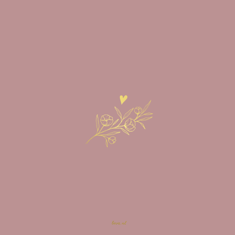 Minimalistisch geboortekaartje meisje met goud bloemen