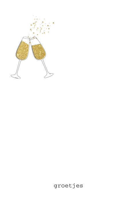 Enkele nieuwjaarskaart champagne glazen goud