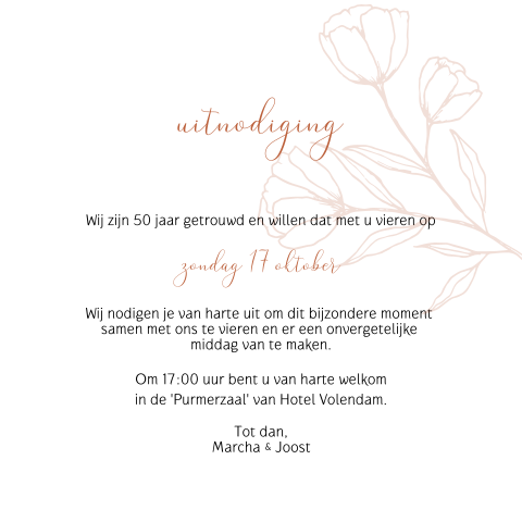 Roest watercolor penseel bloem uitnodiging 50 jubileum roest