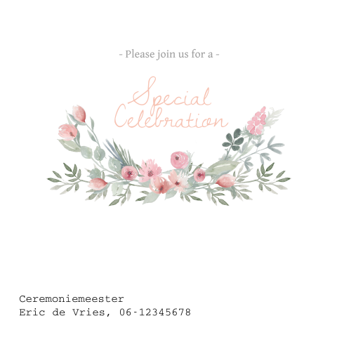 25 jarig jubileum uitnodiging met bloemenkrans