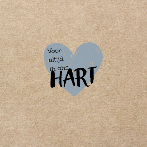 Modern karton rouwkaartje jongen grijs blauw hart