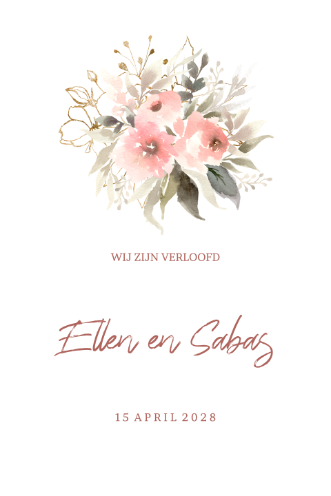 Soft romantic verlovingskaart watercolor bloemen