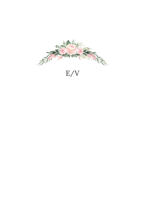 Summer Romance menukaart voor huwelijksdiner met roze bloemen
