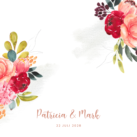 Prachtige trouwkaart met watercolor bloemen