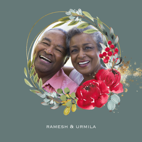 Uitnodiging 40 jaar huwelijk in dauw kleur bloemenkrans