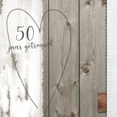 Unieke foto 50 jarig huwelijks jubileumkaart hout