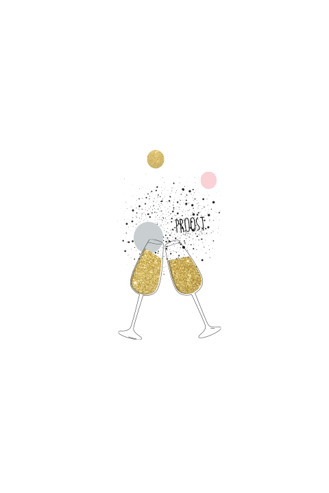 Hippe feestelijke uitnodiging 12,5 jaar getrouwd champagne glazen