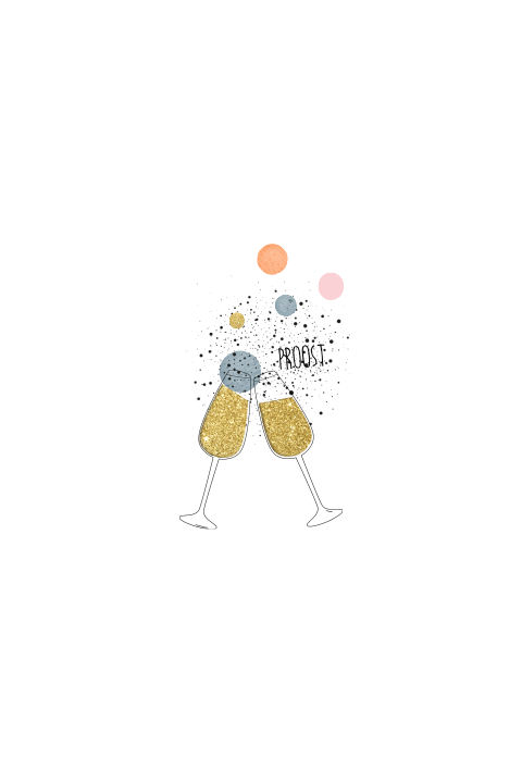 Hippe feestelijke uitnodiging 50 jaar getrouwd champagne glazen