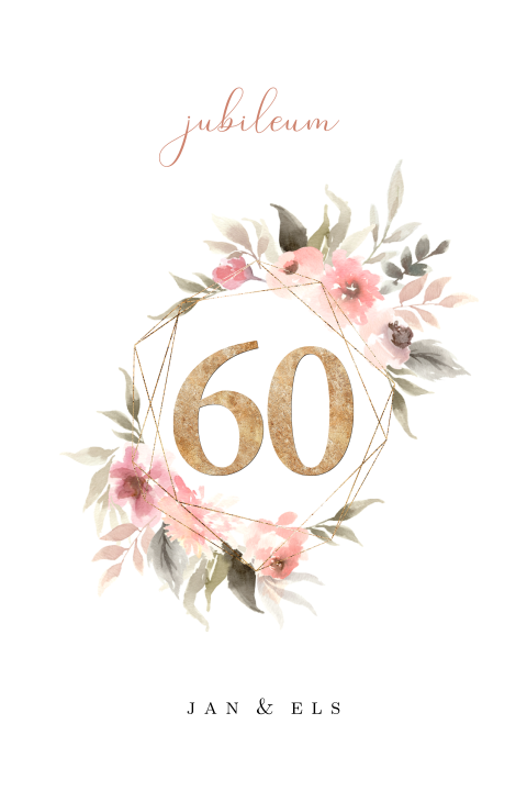 Romantische uitnodiging 60 jaar getrouwd pastel bloemen