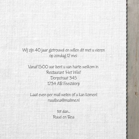 Tekst Voor Uitnodiging 25 Jarig Huwelijk