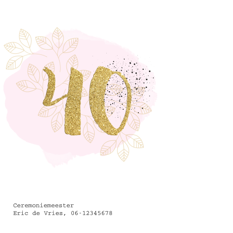 Romantische 40 huwelijksjubileum uitnodiging goud gekleurde letters