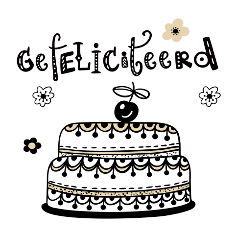 Verjaardagskaart illustratie taart met kers - gefeliciteerd