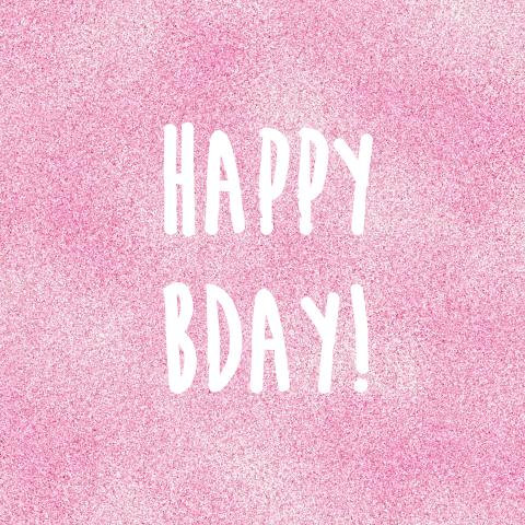 Verjaardagskaart in roze met champagneglazen