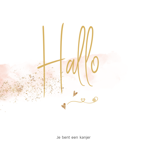 Wenskaart steun hallo roze watercolor met oker