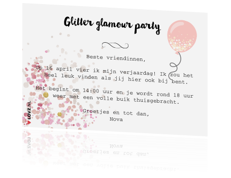 Beste Hippe glitter uitnodiging verjaardag feestje meisje KF-16