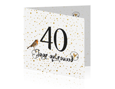 Welp 40 jaar getrouwd uitnodiging met goud confetti en handlettering CE-35