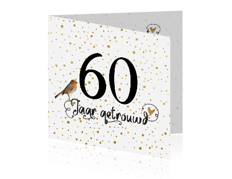 Nieuw 60 jaar getrouwd uitnodiging met goud confetti en handlettering CR-36